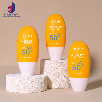 Flat Round Squeeze Flasche 50ml Sonnencreme Behälter Kosmetik mit PE Halsband und weißer Schraubkappe